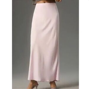 Elegant Light Pink Satin Maxi Skirt